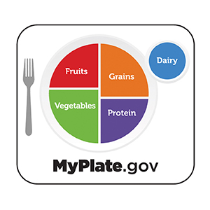 MyPlate graphic showing healthy balance of foods.